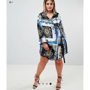ASOS Curve scarf print wrap mini dress